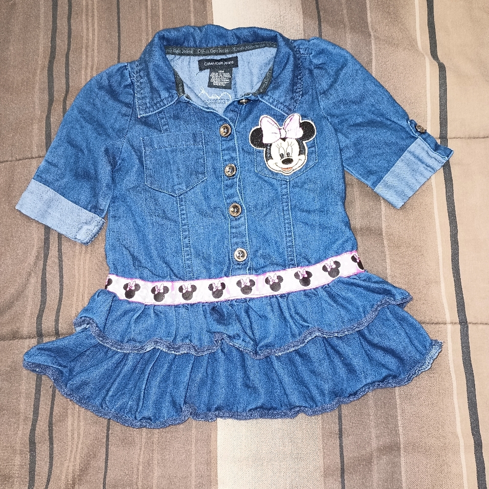 Kids Calvin Klein Jeans Blue Denim Minnie Mouse Dress 12M